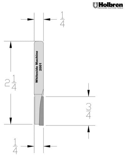 Whiteside 1004 Straight Router Bit 1/4" Cutting Diameter 3/4" Cut Length 1/4" Shank 1 Flute