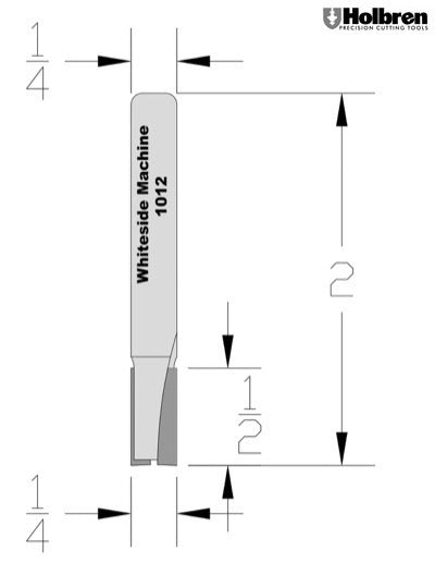 Whiteside 1012 Straight Router Bit 1/4" Cutting Diameter 1/2" Cut Length 1/4" Shank 2 Flute