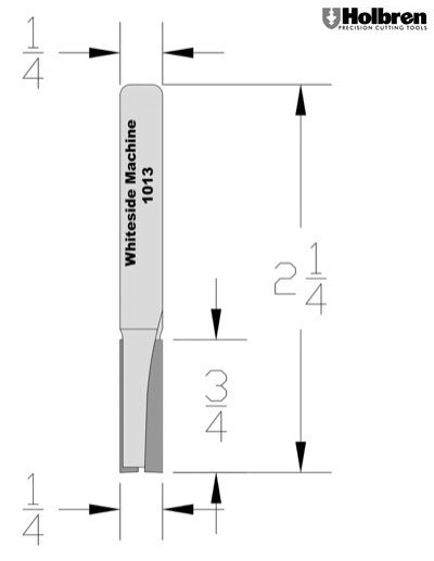 Whiteside 1013 Straight Router Bit 1/4" Cutting Diameter 3/4" Cut Length