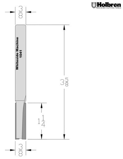 Whiteside 1041 Straight Router Bit 3/8" Cutting Diameter 1-1/4" Cut Length 3/8" Shank 2 Flute