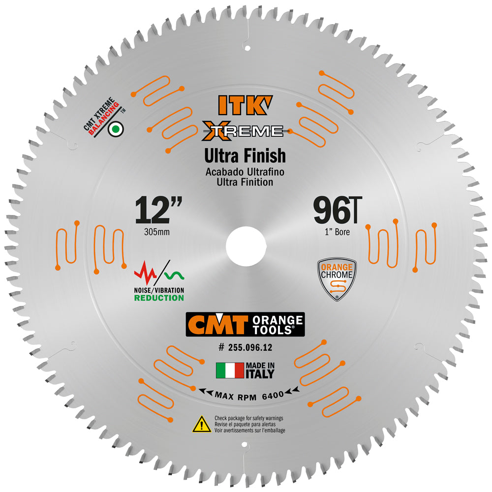 CMT ITK Extreme Ultra Finish Sliding Miter Saw Blade 12" 96T Hi-ATB 5/8" Arbor