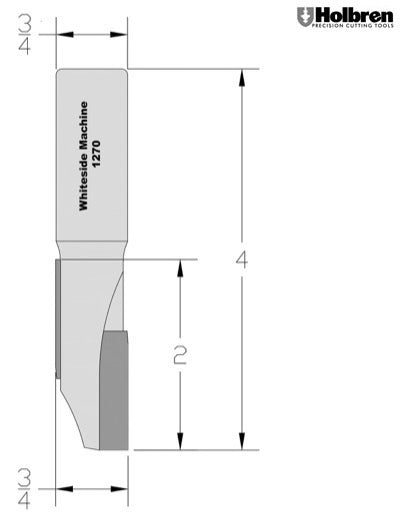 Whiteside 1270 Up/Down Staggertooth Router Bit 3/4" Cutting Diameter 2" Cut Length 3/4" Shank 2 Flute