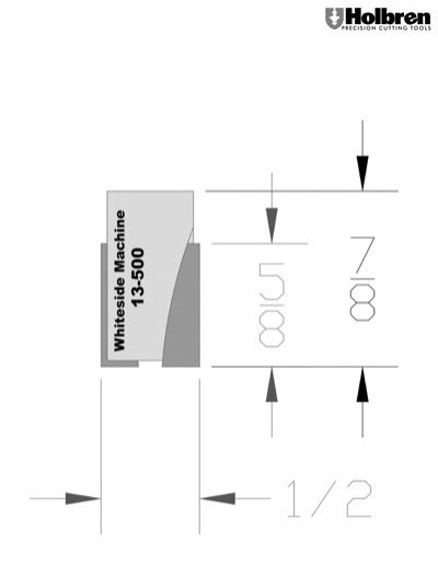 Whiteside 13-500 Screw Type Helix Mortise Cutter 1/2" Cutting Diameter 5/8" Cut Length 2 Flute