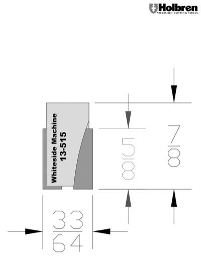 Whiteside 13-515 Screw Type Helix Mortise Cutter 33/64" Cutting Diameter 5/8" Cut Length 2 Flute