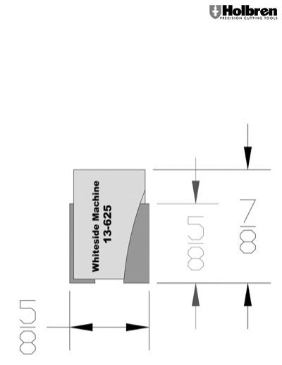 Whiteside 13-625 Screw Type Helix Mortise Cutter 5/8" Cutting Diameter 5/8" Cut Length 2 Flute