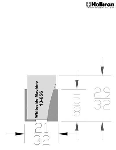 Whiteside 13-656 Screw Type Helix Mortise Cutter 21/32" Cutting Diameter 5/8" Cut Length 2 Flute