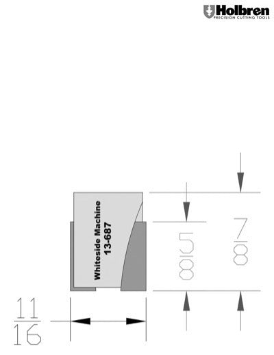 Whiteside 13-687 Screw Type Helix Mortise Cutter 11/16" Cutting Diameter 5/8" Cut Length 2 Flute