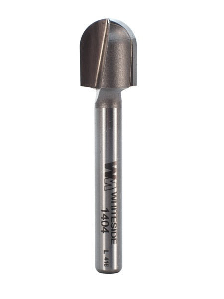 Whiteside 1404 Round Nose Router Bit 1/4" Radius 1/2" Cutting Diameter 5/8" Cut Length 1/4" Shank 2 Flute