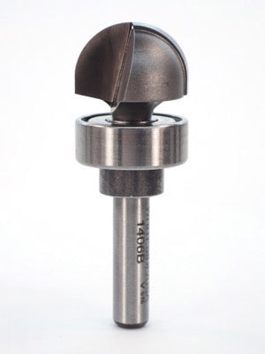 Whiteside 1406B Round Nose Router Bit w/Bearing Guide 3/8" Radius 3/4" Cutting Diameter 7/16" Cut Length 1/4" Shank 2 Flute