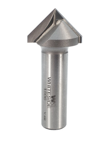 Whiteside 1506 V-Groove Router Bit 90 Degree 1" Cutting Diameter 1/2" Point Length 1/2" Shank 2 Flute