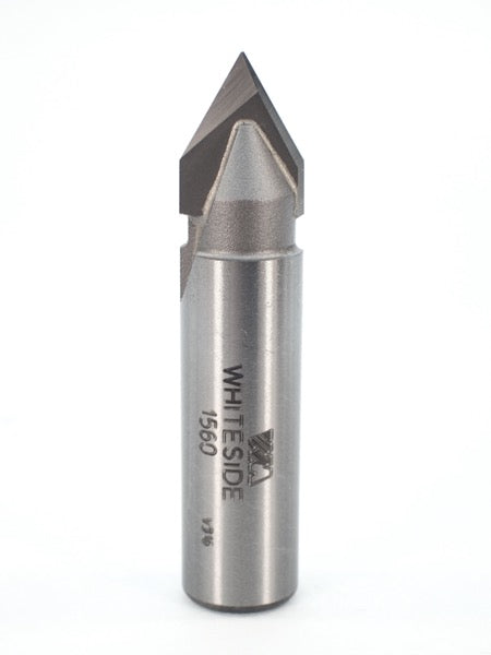 Whiteside 1560 V-Groove Router Bit 60 Degree 1/2" Cutting Diameter 7/16" Point Length 1/2" Shank 2 Flute