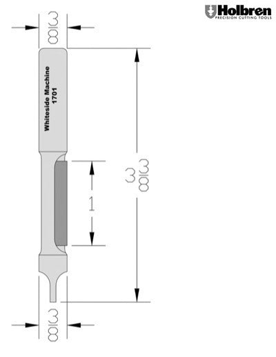 Whiteside 1701 Pilot Point Plunge Panel Router Bit 3/8" Cutting Diameter 1" Cut Length 3/8" Shank 1 Flute