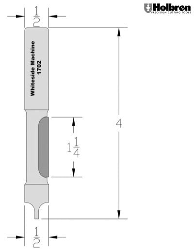 Whiteside 1702 Pilot Point Plunge Panel Router Bit 1/2" Cutting Diameter 1-1/4" Cut Length 1/2" Shank 1 Flute