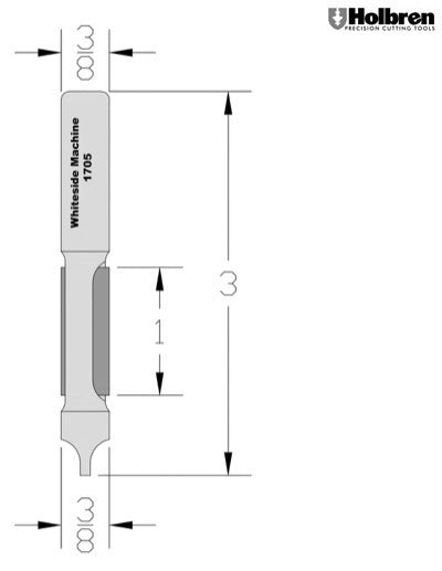 Whiteside 1705 Pilot Point Plunge Panel Router Bit 3/8" Cutting Diameter 1" Cut Length 3/8" Shank 2 Flute