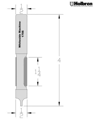 Whiteside 1706 Pilot Point Plunge Panel Router Bit 1/2" Cutting Diameter 1-1/4" Cut Length 1/2" Shank 2 Flute