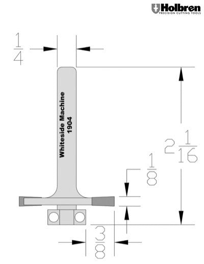 Whiteside 1904 Rabbeting, Biscuit Joining & Slotting Router Bit 1-1/4" Large Diameter 3/8" Cutting Diameter 1/8" Cut Length 1/4" Shank 2 Flute