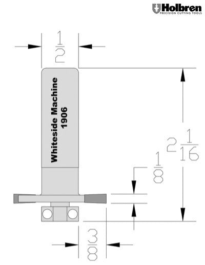 Whiteside 1906 Rabbeting, Biscuit Joining & Slotting Router Bit 1-1/4" Large Diameter 3/8" Cutting Diameter 1/8" Cut Length 1/2" Shank 2 Flute