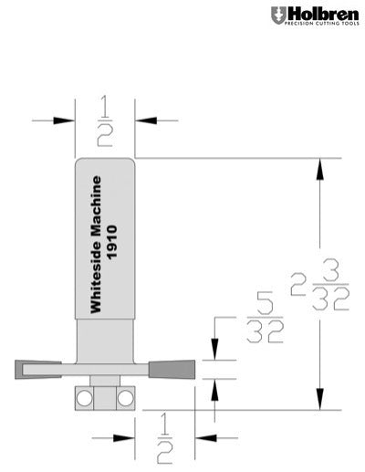 Whiteside 1910 Rabbeting, Biscuit Joining & Slotting Router Bit 1-1/2" Large Diameter 1/2" Cutting Diameter 5/32" Cut Length 1/2" Shank 2 Flute