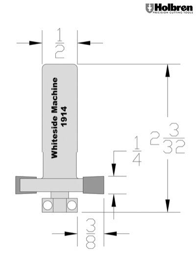 Whiteside 1914 Rabbeting, Biscuit Joining & Slotting Router Bit 1-1/4" Large Diameter 3/8" Cutting Diameter 1/4" Cut Length 1/2" Shank 2 Flute