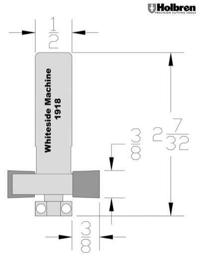 Whiteside 1918 Rabbeting, Biscuit Joining & Slotting Router Bit 1-1/4" Large Diameter 3/8" Cutting Diameter 3/8" Cut Length 1/2" Shank 2 Flute