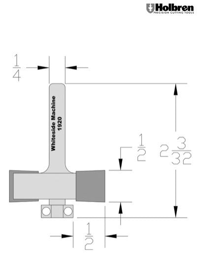 Whiteside 1920 Rabbeting, Biscuit Joining & Slotting Router Bit 1-1/2" Large Diameter 1/2" Cutting Diameter 1/2" Cut Length 1/4" Shank 2 Flute
