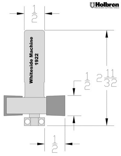 Whiteside 1922 Rabbeting, Biscuit Joining & Slotting Router Bit 1-1/2" Large Diameter 1/2" Cutting Diameter 1/2" Cut Length 1/2" Shank 2 Flute