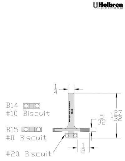 Whiteside 1940 Biscuit Joining Router Bit Kit 1/4" Shank