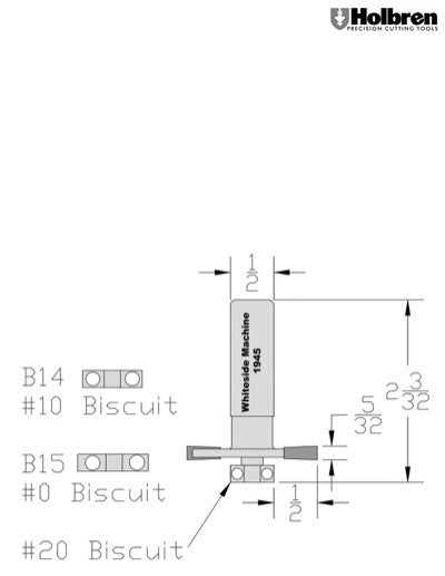 Whiteside 1945 Biscuit Joining Router Bit Kit 1/2" Shank