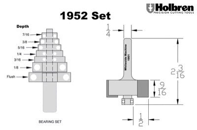Whiteside 1952 Multi Rabbet Router Bit Set 1/4" Shank