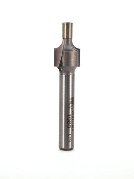 Whiteside 1980 Roundover Router Bit w/Small Pilot 1/8" Radius 3/8" Large Diameter 7/16" Cut Length 1/4" Shank 2 Flute