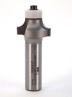 Whiteside 2006N Roundover Router Bit w/Non-Marring Bearing 1/4" Radius 1" Large Diameter 1/2" Cut Length 1/2" Shank 2 Flute