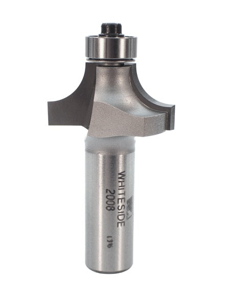 Whiteside 2008 Roundover Router Bit 3/8" Radius 1-1/4" Large Diameter 5/8" Cut Length 1/2" Shank 2 Flute