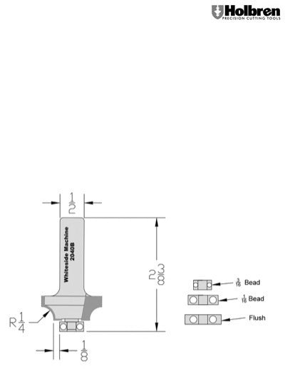 Whiteside 2040B Multi-Beading Router Bit Sets 1/4" Radius 1-1/4" Large Diameter 1/2" Cut Length 1/2" Shank 2 Flute