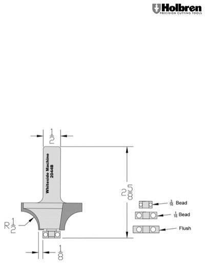 Whiteside 2044B Multi-Beading Router Bit Set 1/2" Radius 1-3/4" Large Diameter 3/4" Cut Length 1/2" Shank 2 Flute