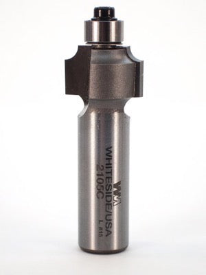 Whiteside 2105C Beading Router Bit w/Ball Bearing 1/8" Radius 3/4" Large Diameter 1/2" Cut Length 1/2" Shank 2 Flute