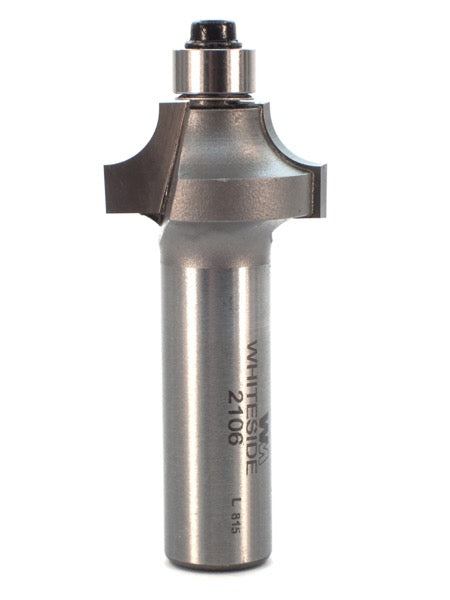 Whiteside 2106 Beading Router Bit w/Ball Bearing 1/4" Radius 1" Large Diameter 1/2" Cut Length 1/2" Shank 2 Flute