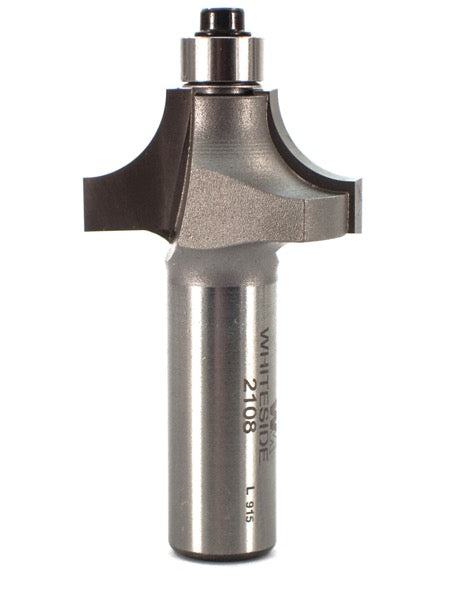 Whiteside 2108 Beading Router Bit w/Ball Bearing 3/8" Radius 1-1/4" Large Diameter 5/8" Cut Length 1/2" Shank 2 Flute