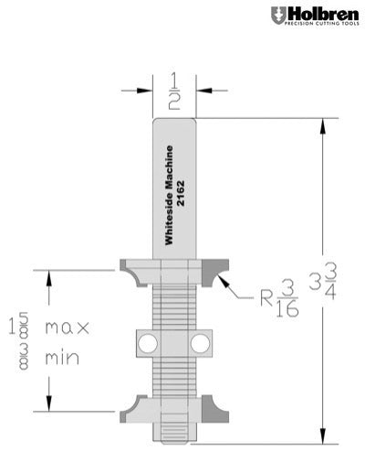 Whiteside 2162RH Double Round Over Router Bit 3/16" Radius 1-1/4" Large Diameter 2 Flute 1/2" Shank