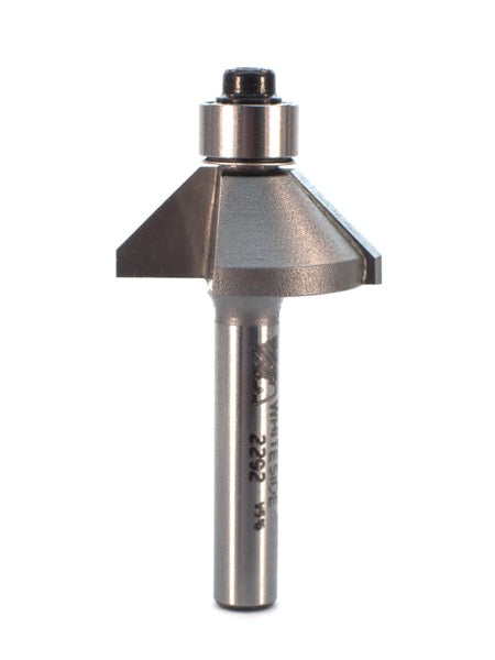 Whiteside 2292 Chamfer Router Bit 45 Degree 7/16" Cut Length 5/16" Cut Height 1" Large Diameter 1/4" Shank 2 Flute