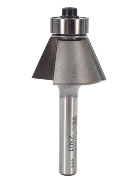 Whiteside 2301 Edge Bevel Router Bit 25 Degree 9/16" Cut Length 1/2" Cut Height 1/4" Shank 2 Flute
