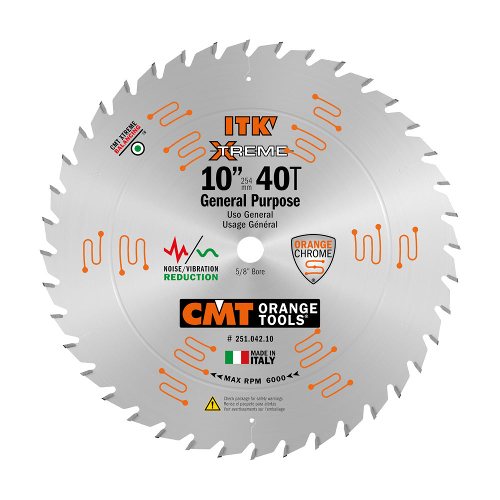 CMT 10" 40T ITK Xtreme Thin Kerf General Purpose 5/8" Bore