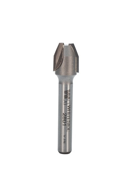 Whiteside 2801 Combination Flute or Bevel Laminate Trim Router Bit 7/16" Cutting Diameter 22-1/2" Degree 1/2" Cut Length 1/4" Shank 2 Flute