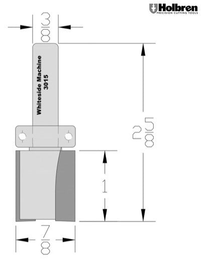 Whiteside 3015 Template Pattern Router Bit 7/8" Cutting Diameter 1" Cut Length 3/8" Shank 2 Flute