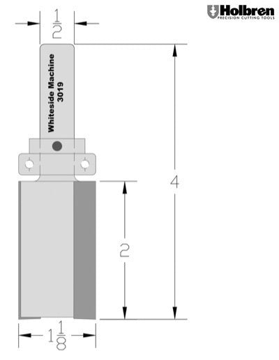 Whiteside 3019 Template Pattern Router Bit 1 1/8" Cutting Diameter 2" Cut Length 1/2" Shank