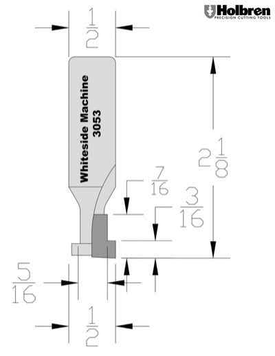 Whiteside 3053 Keyhole Router Bit 1/2" Large Diameter 7/16" Cut Length 1/2" Shank 1 Flute