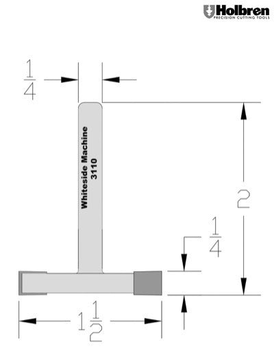 Whiteside 3110 Undercut Router Bit 1-1/2" Large Diameter 1/4" Cut Length 1/4" Shank 2 Flute