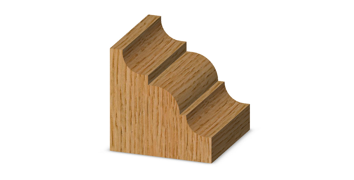 Whiteside 3300 French Baroque Table Edge Router Bit 7/8" Profile Width 2-1/4" Large Diameter 3/4" Cut Length 1/2" Shank 2 Flute