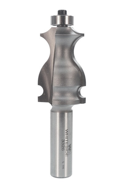 Whiteside 3326 Specialty Molding Router Bit 1-1/16" Large Diameter 1-5/8" Cut Length 1/2" Shank 2 Flute
