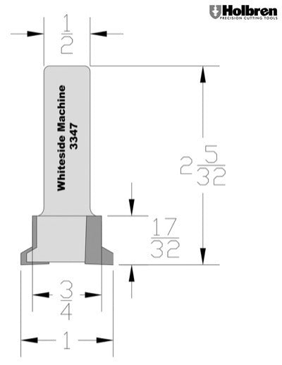 Whiteside 3347 Locking Drawer Glue Joint Router Bit Small 1/2" Shank