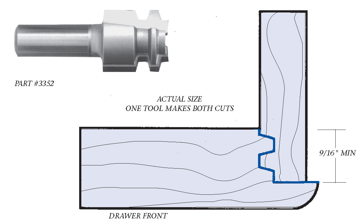 Whiteside 3352 Locking Drawer Glue Joint Router Bit Large 1/2" Shank